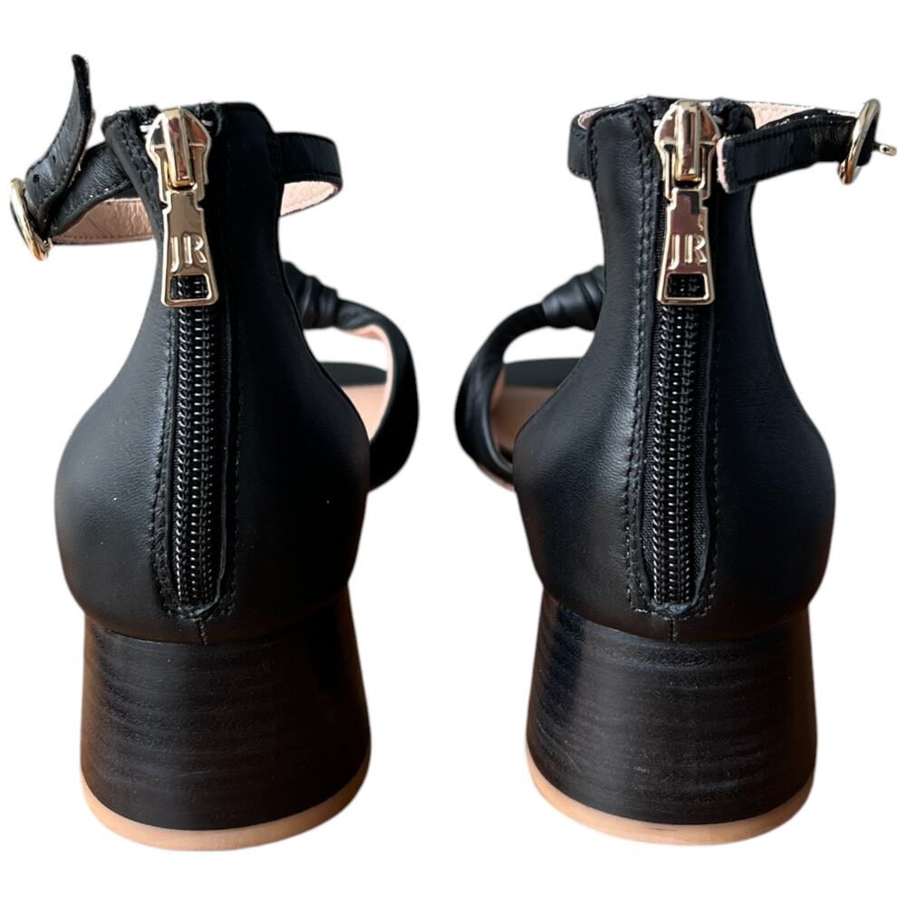 JACK ROGERS Abigail Mid Heel Women's Size 8 Black Leather Knot Dress Sandals - Picture 4 of 14